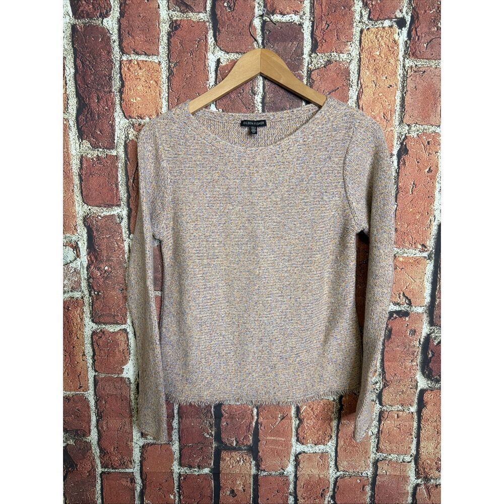 Eileen Fisher Womens Sweater Small Wool Blend Italian Yarn Fringe Hem Lagenlook